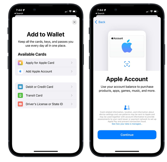 长寿苹果手机维修分享iOS 15.5钱包App如何添加 Apple 账户 